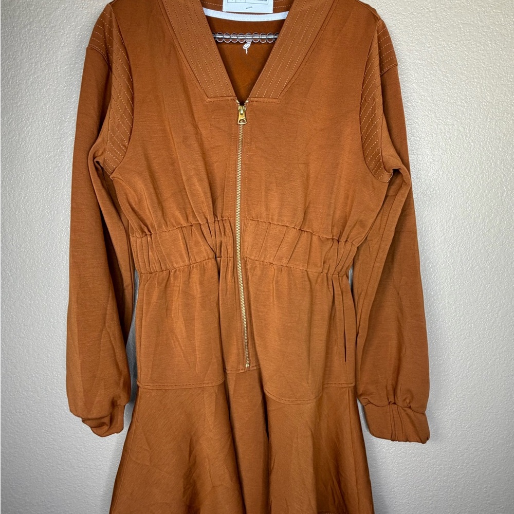 A. Putnam Zip Front Golf Dress Orange Women's Sz S Minimalist Modern